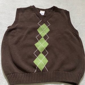 Gymboree Boys Sweater Vest- Brown/Green/White- Size XS (3-4)